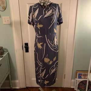 DVF leaf print dress size 10